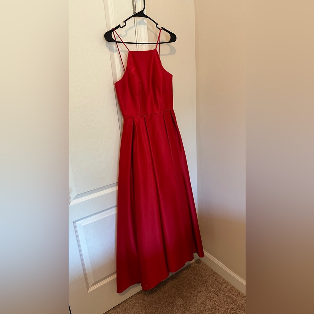 Betsy Adam Dress Ball Gown Prom Evening Satin Red 10